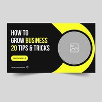 Trendy video thumbnail banner design, business growth tips and tricks, ageny grow techniques banner, fully editable vector eps 10 file format