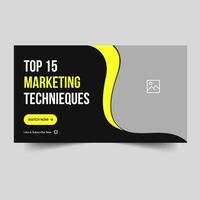 Product marketing tips and techniques video cover banner thumbnail design, editable vector eps 10 file format