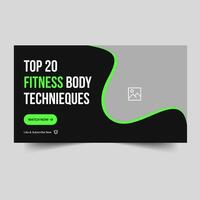 Creative fitness exercise tips video thumbnail banner design, workout banner design, fully editable vector eps 10 file format