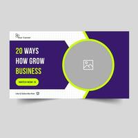 Vector illustration business grow tips and trics video thumbnail banner design, business idea concept banner design, vector eps 10 file format