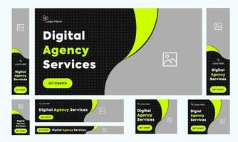 Vector illustration digital agency web set banner design, web bundle banner, services banner, fully editable vector eps 10 file format