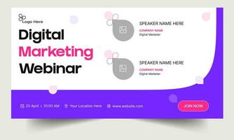 Vector illustration webinar banner design, digital marketing webinar banner, editable vector eps 10 file format