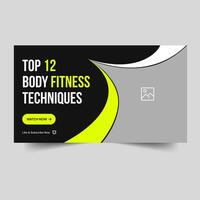 Customizable body fitness video cover banner design, daily exercise banner design, tips and tricks banner, vector eps 10 file format