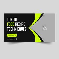 Customizable food recipe video thumbnail banner design, food review tips and tricks, custom video cover banner design, fully editable vector eps 10 file format