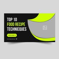 Editable food recipe techniques video thumbnail banner design, food review tips cover banner, vector eps 10 file format