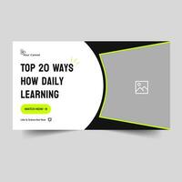 Customizable vector illustration learning tips thumbnail banner design, education system banner design, video cover banner, editable vector eps 10 file format