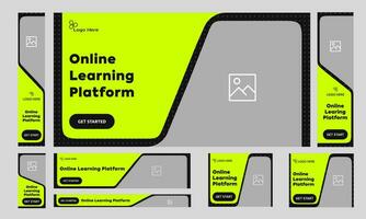 Trendy learning web set banner design, online education web banner design for social media post, editable vector eps 10 file format