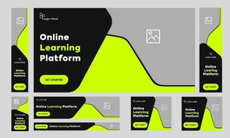 Editable vector learning web bundle banner design for social media post, education system banner template design, customizable vector eps 10 file format