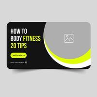 Editable thumbnail banner design, fitness banner design, video cover banner design, vector eps 10 file format