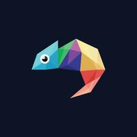 Abstract chameleon geometric logo design, colorful vector