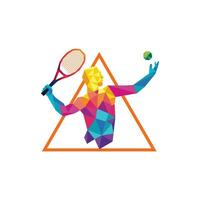 tennis player geometric colorful illustration vector