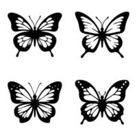 Set of contours of butterflies of different shapes with monarch wings. Silhouette of butterfly. Vector illustration