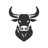 Bull head icon silhouette symbol. Buffalo cow ox isolated on white background. Bull head logo which means strength, courage and toughness. Vector illustration
