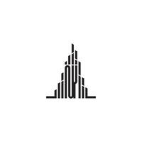 Nueva York rascacielos línea logo inicial concepto con alto calidad logo diseño vector