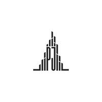 PJ skyscraper line logo initial concept with high quality logo design vector