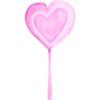 Watercolor of lollipops pink heart shape png