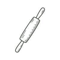 Culinary rolling pin for rolling out dough doodle sketch style vector