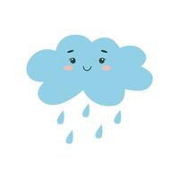 linda lluvia nube kawaii acortar Arte vector