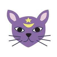 Cat head with moon and stars clip art vector