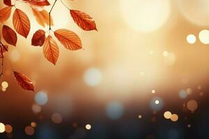AI generated Seasonal transition Falling autumn background with abstract bokeh design photo