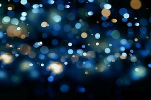 AI generated Ethereal glow Abstract blue lights create a captivating bokeh display photo