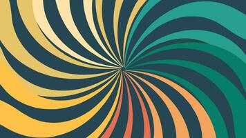 Abstract spiral rainbow color twisted round line vortex background. vector