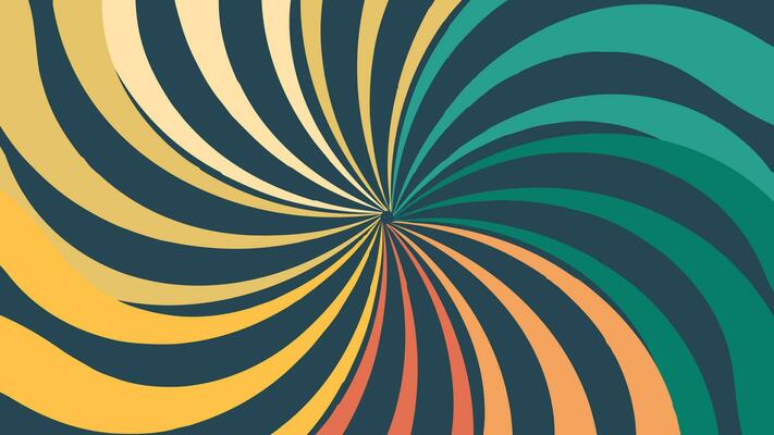 Abstract spiral rainbow color twisted round line vortex background.