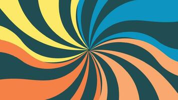 Abstract spiral rainbow color twisted round line vortex background. vector