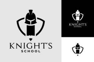 Knight Helmet Pencil School Vector Logo Design