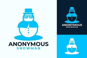 Mysterious Anonymous Snowman Sunglasses Logo Design vector