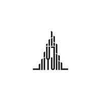 YJ skyscraper line logo initial concept with high quality logo design vector