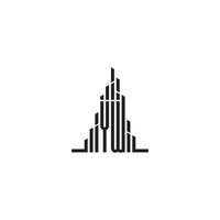 YW skyscraper line logo initial concept with high quality logo design vector