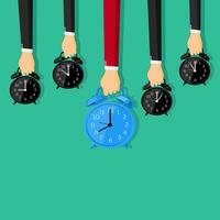 Business man catches the clock Time management that is different and outstanding vector