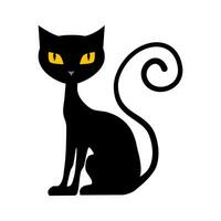 negro gato. Víspera de Todos los Santos gato aislado en blanco antecedentes. vector ilustración