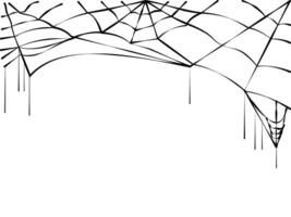 Black spider web. Scary spiderweb of halloween symbol. Isolated on white background. vector illustration