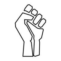 Black fist icon. Fist raised in protest. isolated on a white background. Vector illustration