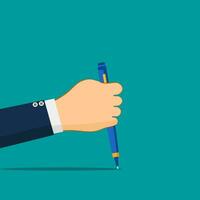 A businessman with a pen to write. business concept. vector illustration.