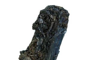 macro Roca mineral antimonita, estibina en un blanco antecedentes foto