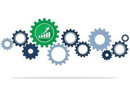 Gear mechanism and growth graph. The concept of growth mechanism and control technology of mechanical gear vector