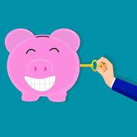 People use keys to identify pig savings vector