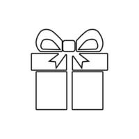 Gift box with ribbon line icon. linear style pictogram isolated on white background vector