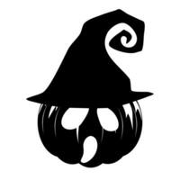 silhouette of Halloween pumpkin with witches hat isolated on white background vector