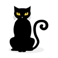 Víspera de Todos los Santos negro gato icono aislar blanco antecedentes. vector ilustración