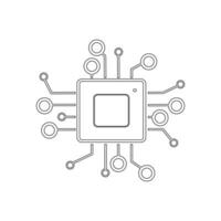 Processor line vector icon for websites. Mini CPU Icon Flat Style. vector