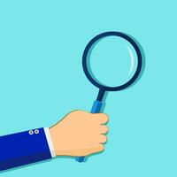 Magnifying glass to zoom or focus. Research by detective with magnifying. vector illustration