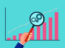 Graph the growth with a magnifying glass with an emphasis on the point. Graph analysis represents growth vector