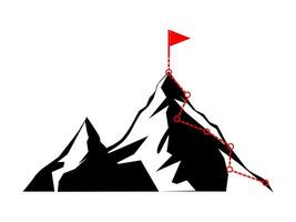 Mountain climbing route. Business journey path in progress to success. vector illustration