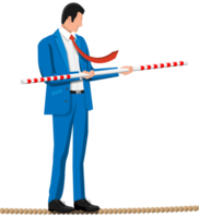 Businessman in suit walking on rope png