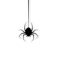 Spider hanging on cobweb. Halloween character. Vector illustration