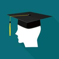 el cabeza de el persona vistiendo un graduación sombrero. educativo éxito concepto vector